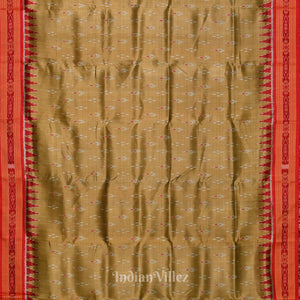 Khaki Red Mayur Chandrika Khandua Silk Saree