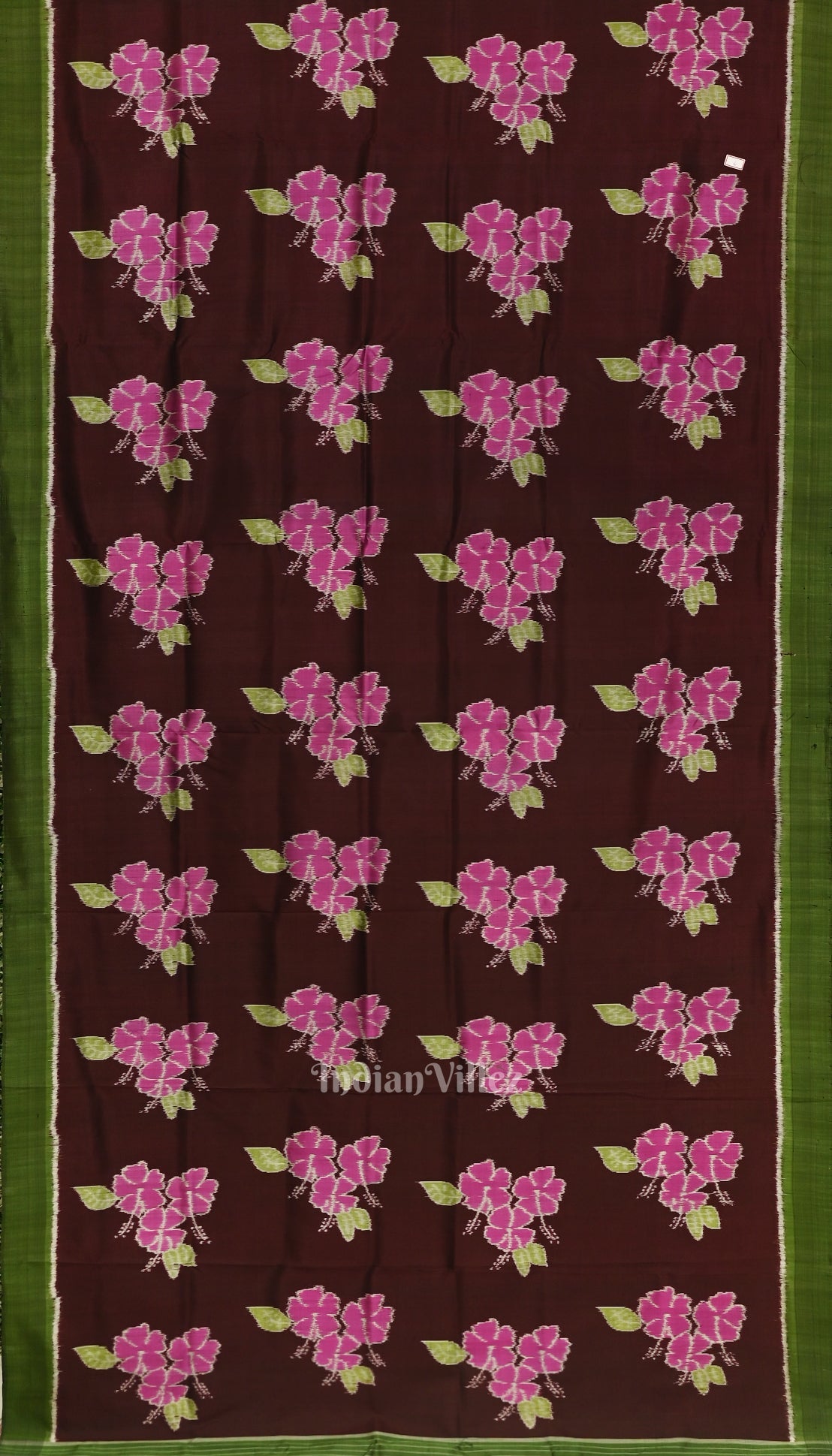 Coffee with Sea Green Floral Theme Odisha Ikat Contemporary Silk Saree