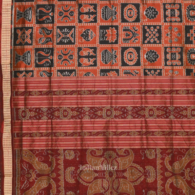 Coffee Brown Nabakothi Odisha Ikat Sambalpuri Silk Saree