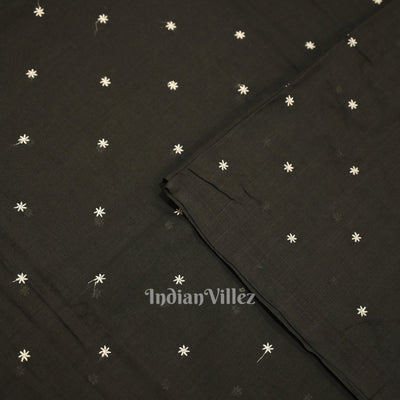 Black Floral Motif Odisha Ikat  Bomkai Cotton Fabric