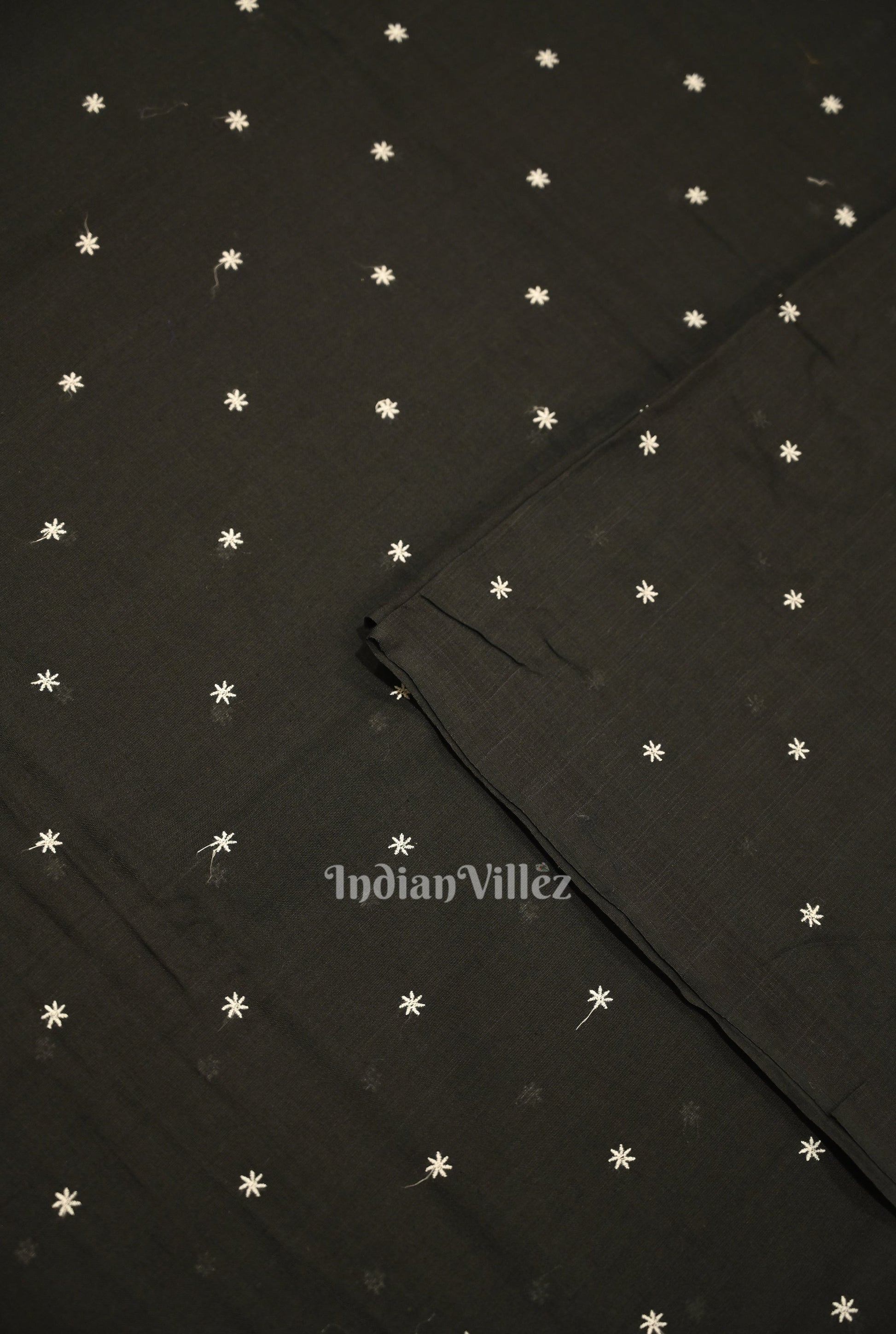 Black Floral Motif Odisha Ikat  Bomkai Cotton Fabric