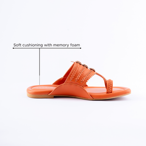 Marmalade Orange Solid Kolha Flats