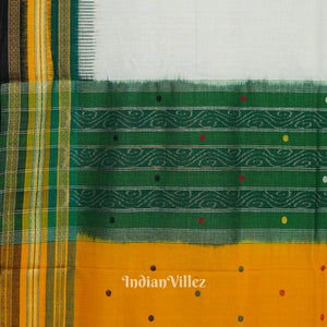 White Odisha Ikat Khandua Kathiphera Cotton Saree