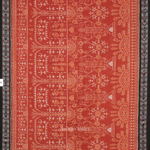 Light Brown Black Tribal Theme Odisha Ikat Sambalpuri Cotton Saree