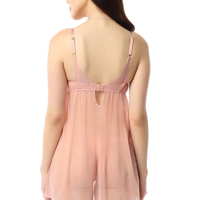 Eternal Bliss Padded Wired Babydoll - Mellow Rose
