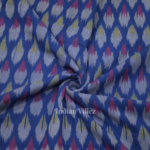 Deep Royal Blue Pochampally Ikat Cotton Fabric