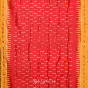 Blood Red Yellow Mayur Chandrika Khandua Silk Saree