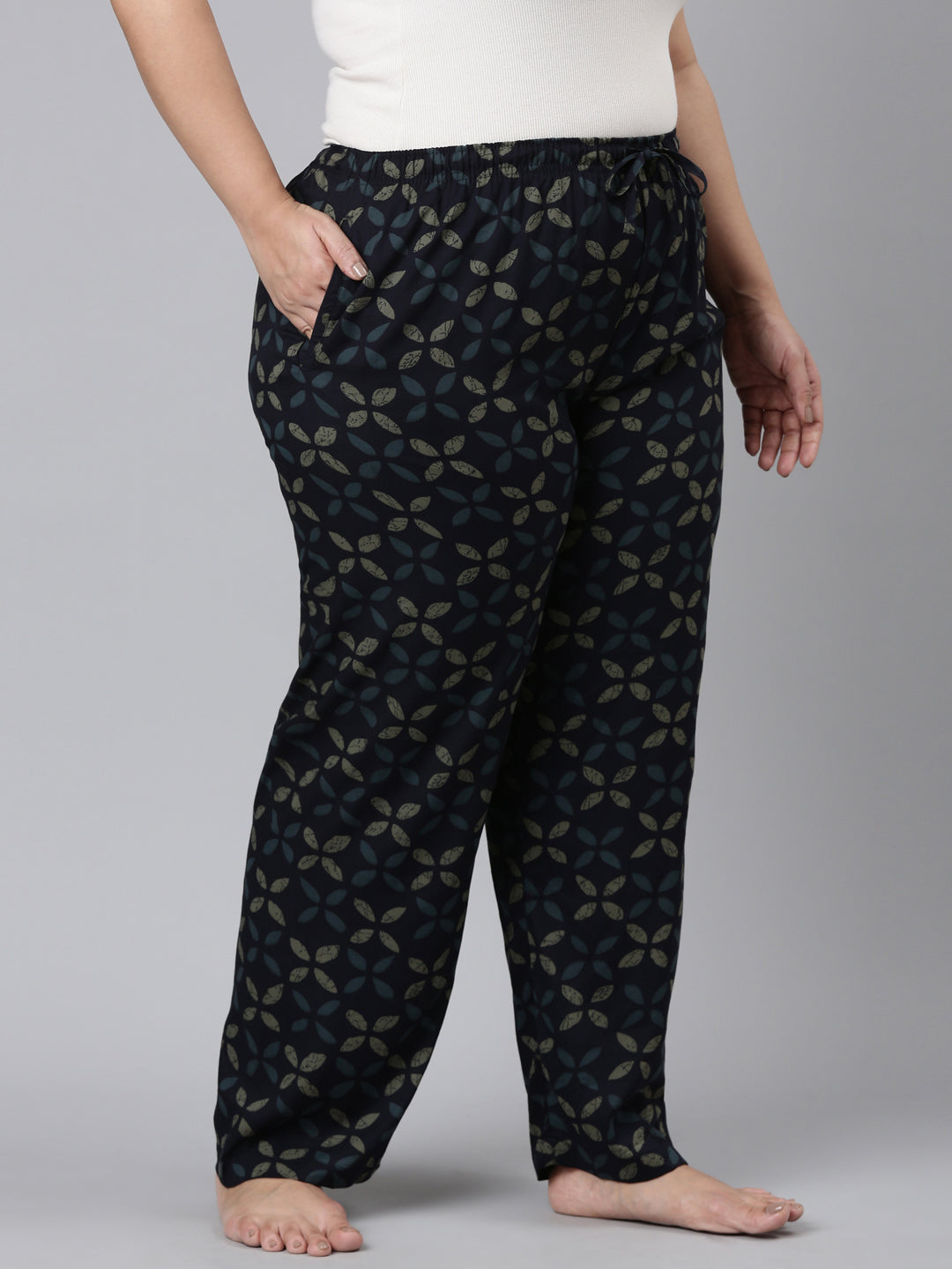 Women Printed Navys Woven Viscose Lounge Pants