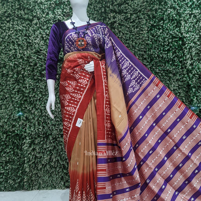 Cream With Multi Color Buti Design Odisha Ikat Contemporary Designer Saree