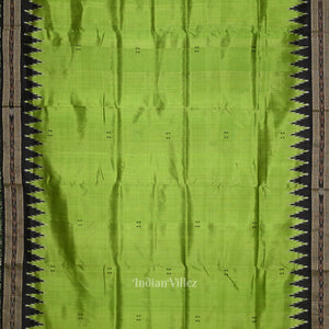 Parrot Green Black Buti Odisha Handloom Khandua Silk Saree