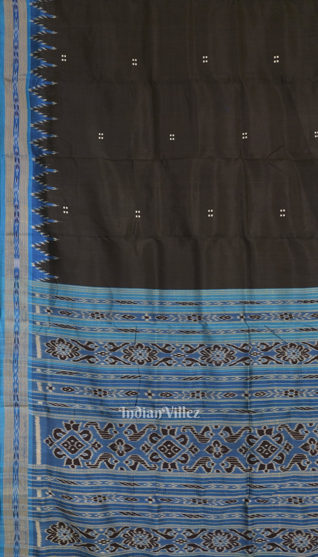 Black Cupper Sulphate Butta Odisha Ikat Khandua Silk Saree
