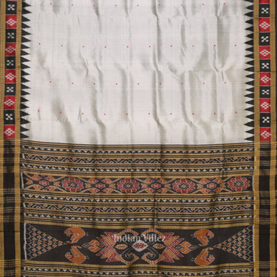Cement Gray Buti Pasapali Border Khandua Silk Saree
