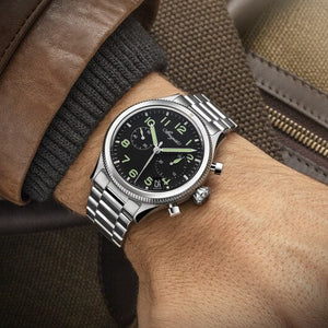 Breguet Swiss watch Brand Type XX Black Dial Silver Watch for Men