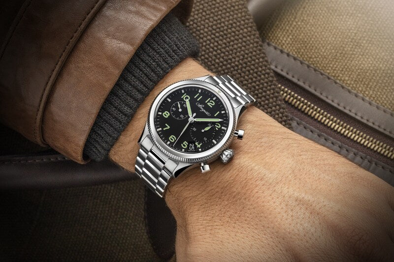 Breguet Swiss watch Brand Type XX Black Dial Silver Watch for Men