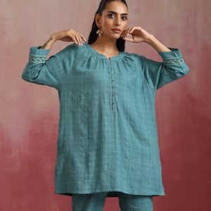 trueBrowns Light Blue Cotton Dobby Co-ord set