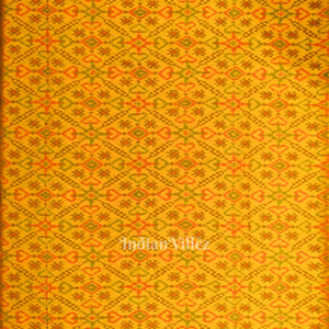 Exclusive Bright Yellow Pochampally Ikat Silk & Cotton (Sico) Fabric