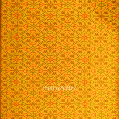 Exclusive Bright Yellow Pochampally Ikat Silk & Cotton (Sico) Fabric