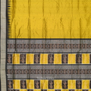 Mustad Black Patili Bomkai Silk saree with Doll Anchal