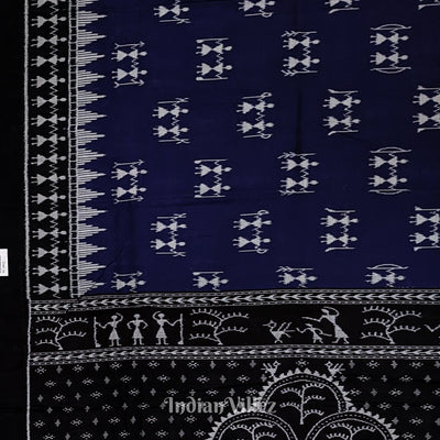 Blue Tribal Odisha Ikat Pure Sambalpuri Cotton Saree