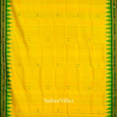 Yellow Butta Design Odisha Ikat Khandua Silk Saree