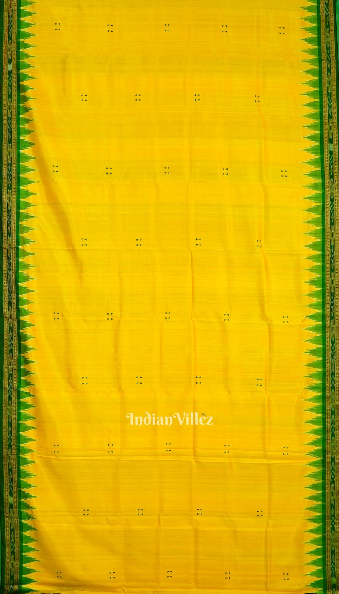 Yellow Butta Design Odisha Ikat Khandua Silk Saree