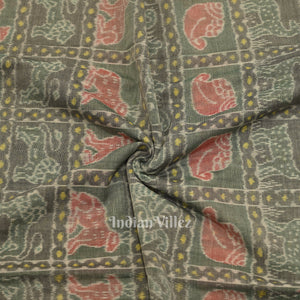 Cement Gray Nabakothi Sambalpuri Ikat Cotton Fabric