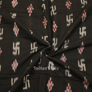 Black Swastik Sambalpuri Ikat Cotton Fabric