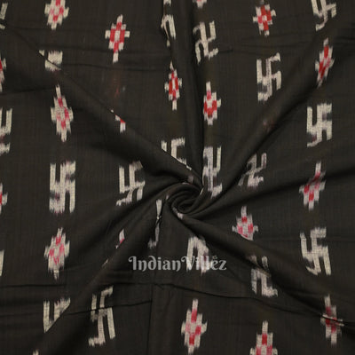 Black Swastik Sambalpuri Ikat Cotton Fabric