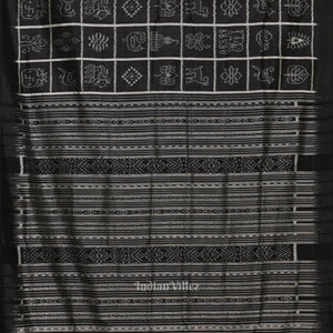 Black Nabakothi Odisha Ikat Contemporary Designer Saree