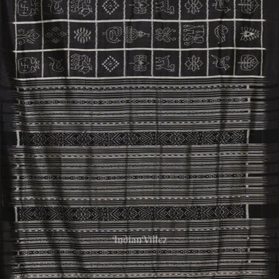 Black Nabakothi Odisha Ikat Contemporary Designer Saree