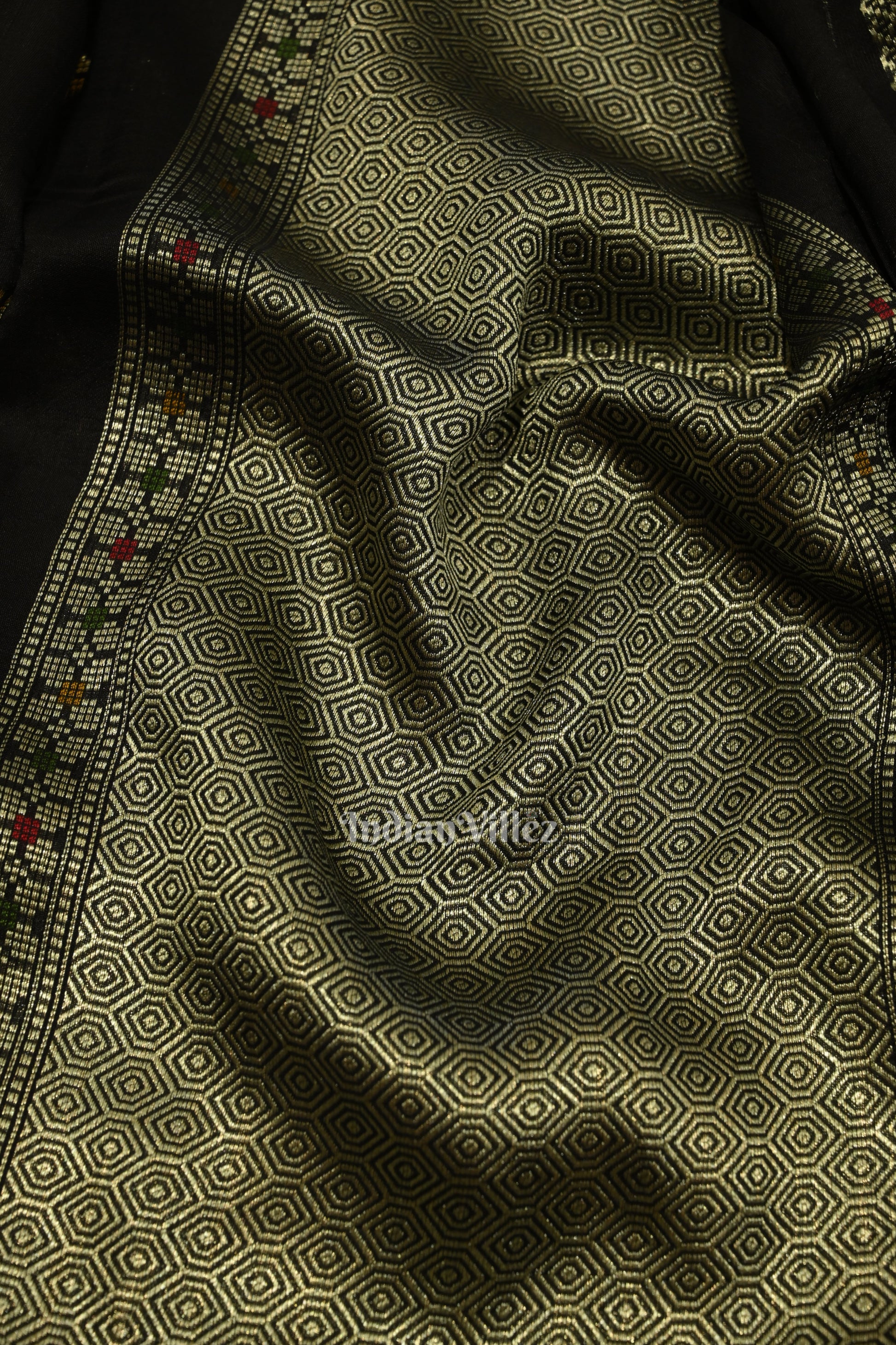 Black Tussar Banarasi Silk Saree with Tassels