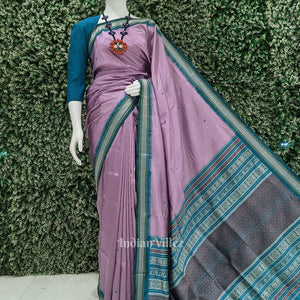 Onion with Green Odisha Handloom Siminoi Silk Saree