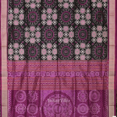 Black Purple Body Pasapali Sambalpuri Silk Saree