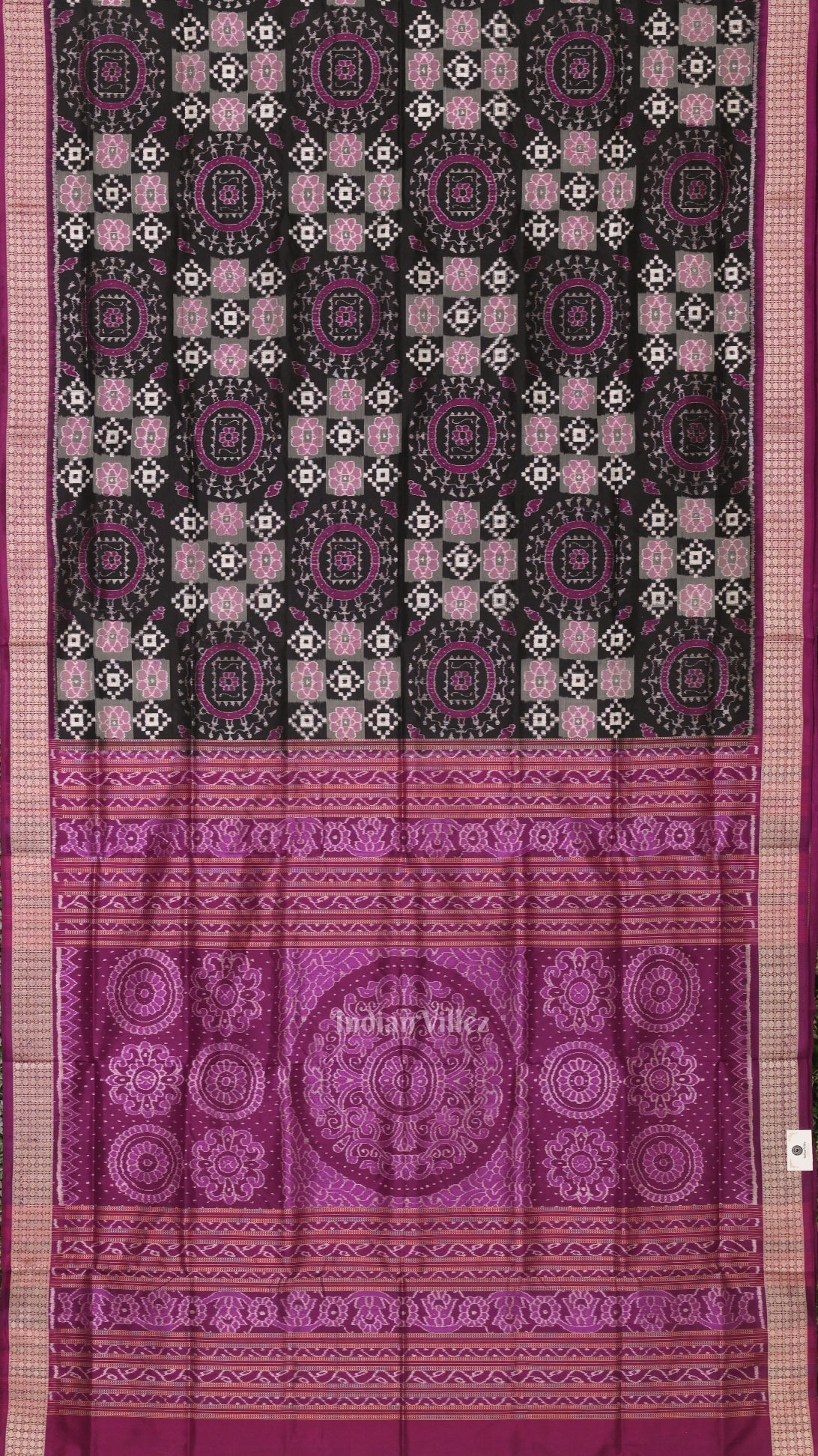 Black Purple Body Pasapali Sambalpuri Silk Saree