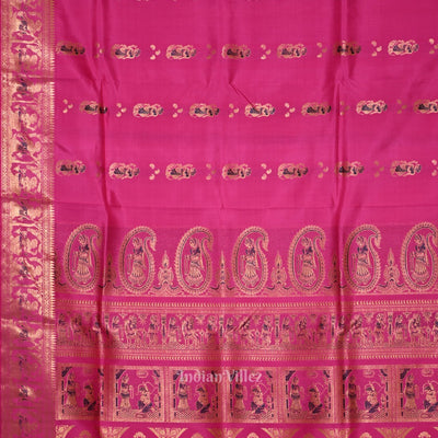 Rani Pink Handwoven Baluchari Silk Saree