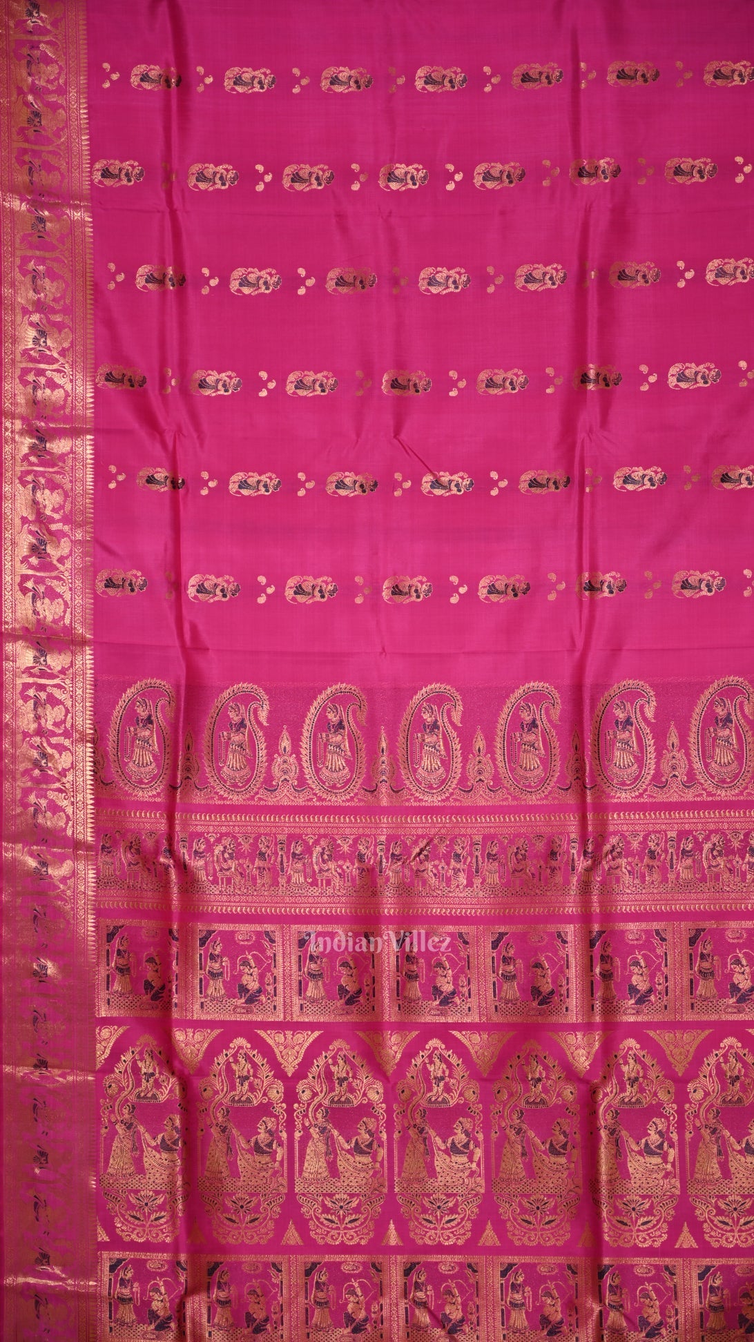 Rani Pink Handwoven Baluchari Silk Saree