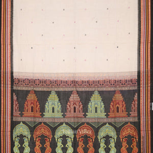 Gray Black Konark Sambalpuri Ikat Cotton Saree