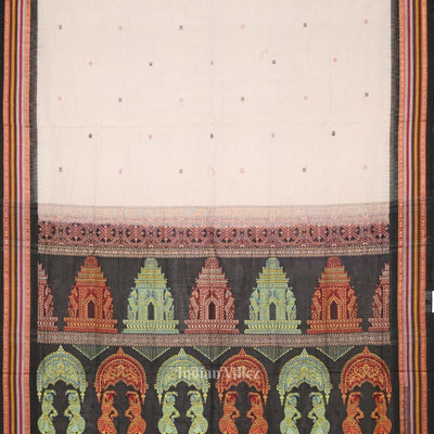 Gray Black Konark Sambalpuri Ikat Cotton Saree