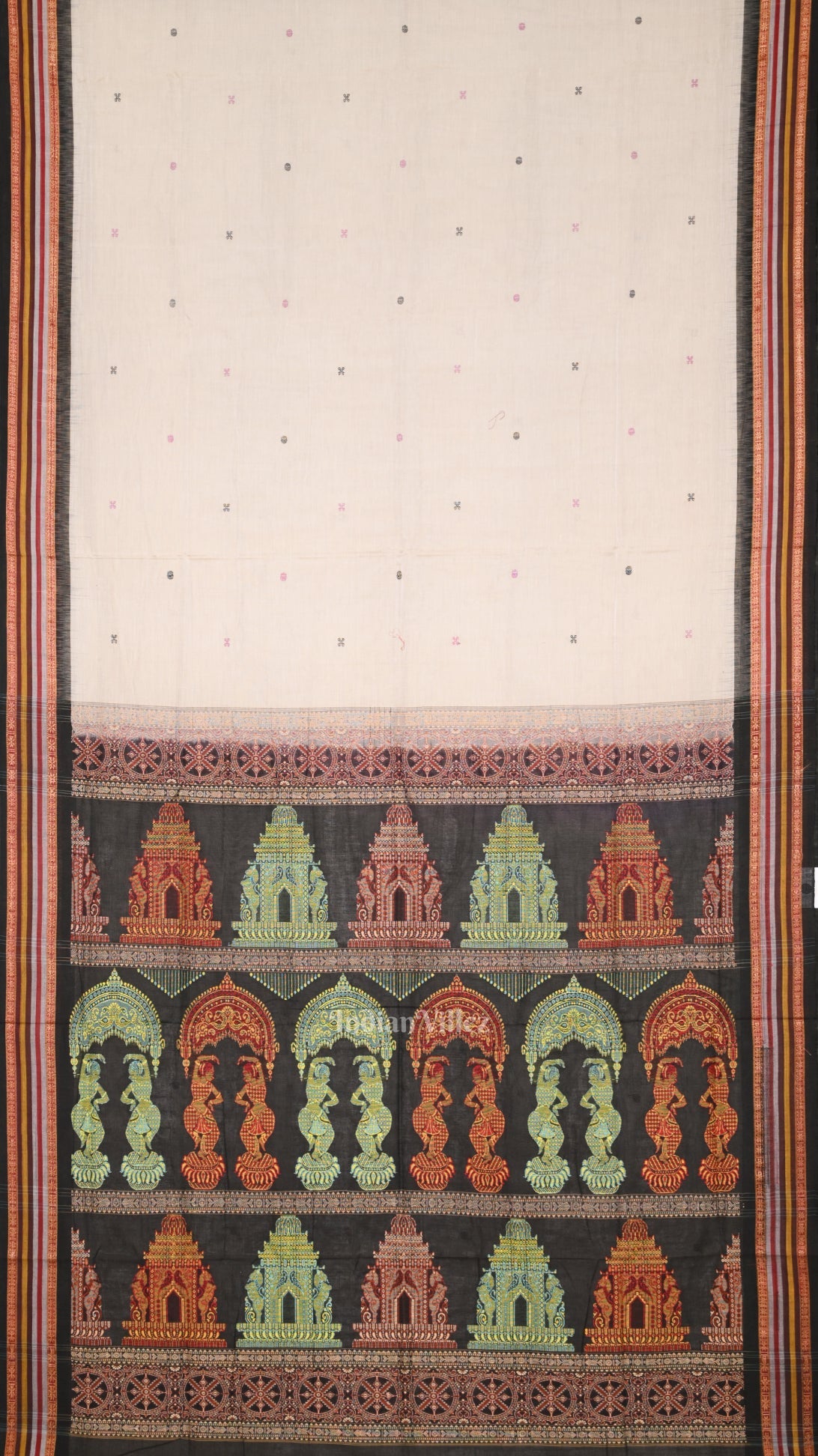 Gray Black Konark Sambalpuri Ikat Cotton Saree