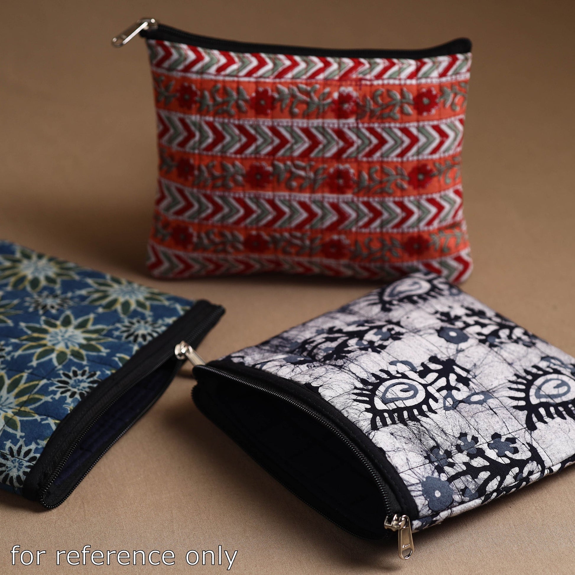 Black - Handmade Quilted Cotton Utility Pouch 04