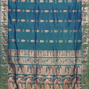 Peacock Blue Handwoven Baluchari Silk Saree