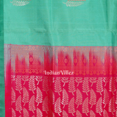 Sea Green With Pink Pure Kanjivaram Soft Silk Saree