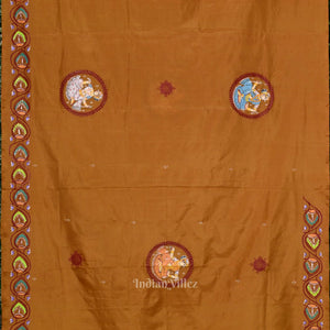 Mustard Yellow Kandarpa Ashwa  Pattachitra Saree