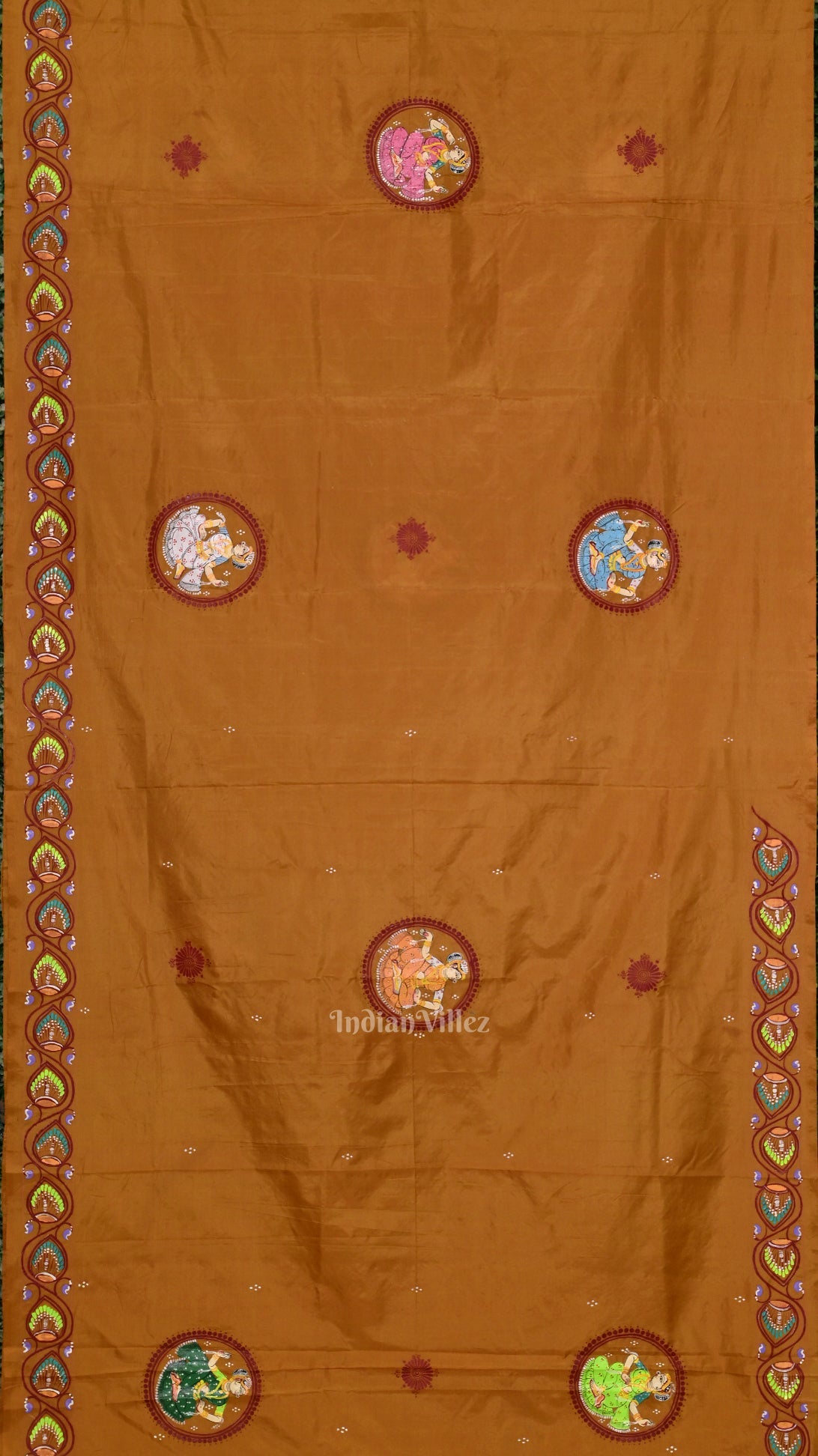 Mustard Yellow Kandarpa Ashwa  Pattachitra Saree