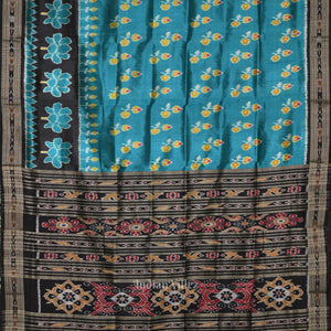Blue Black Odisha Handloom Khandua Silk Saree