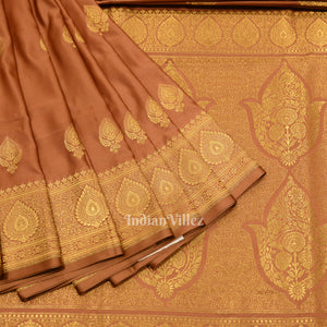 Copper Gold Soft Pure Mashru Satin Silk Banarasi Saree