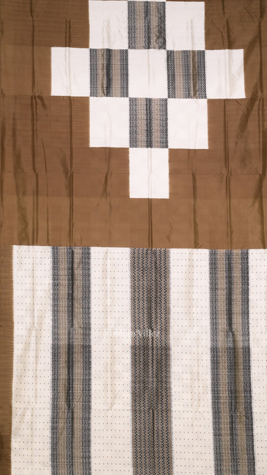 Olive Green Black Pasapali Sambalpuri Ikat Silk Saree