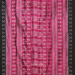 Magenta Pink Black Tribal Jhoti Theme Odisha Ikat Contemporary Designer Saree