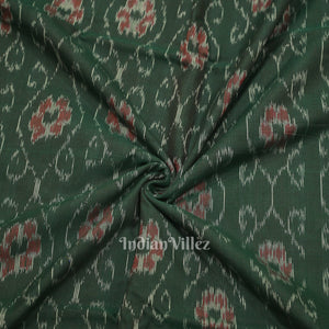 Green Floral Theme Sambalpuri Ikat Cotton Fabric