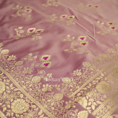 Baby Pink Soft Pure Mashru Satin Silk Banarasi Saree